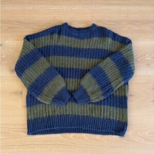 Motel Rocks Striped Sweater Size L in Green and Blue